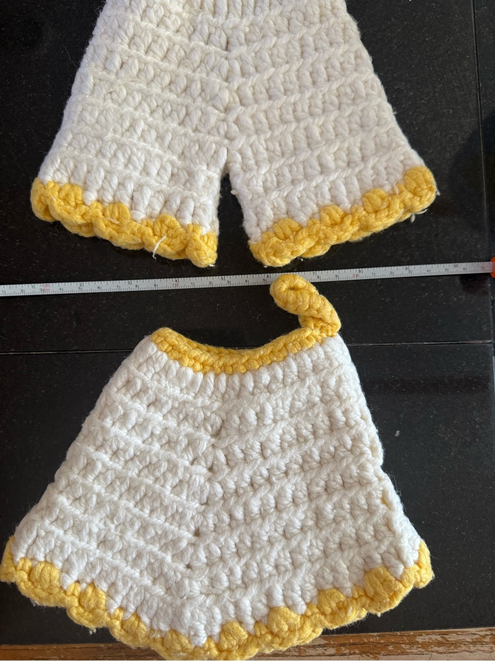 Handmade White & Yellow Crochet Potholder Kitchen Set NEW